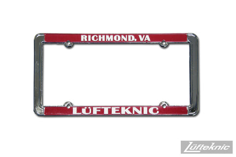 Lüfteknic license plate frame, 'vintage style' cast-zinc metal